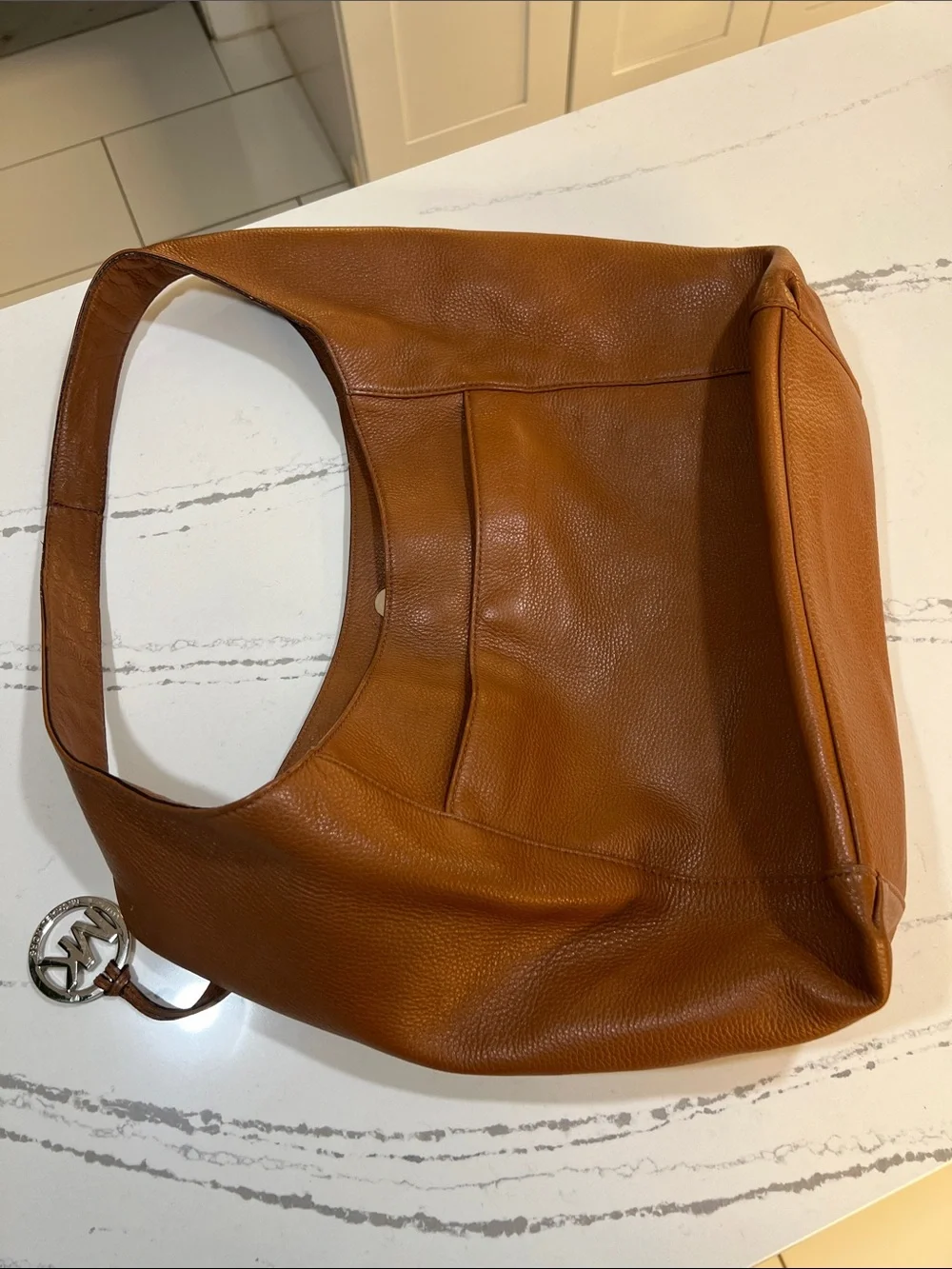 Michael Kors Cognac Leather Shoulder Hobo Bag Luggage Tan